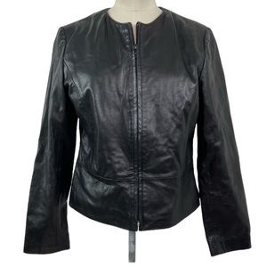 Yvonne Marie vintage black zip soft lamb leather jacket.